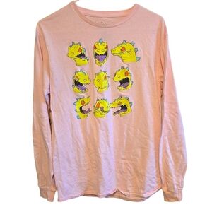 Nickelodeon Pink Long Sleeve Tee with Yellow Rugrats Face Grid
